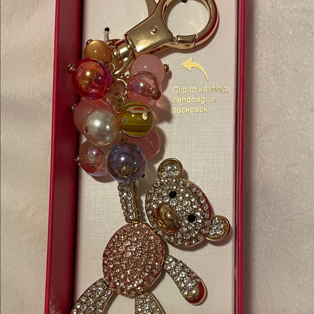 Piper Gold and Pink Crystal Bear Key Holder - Picture 4 of 4